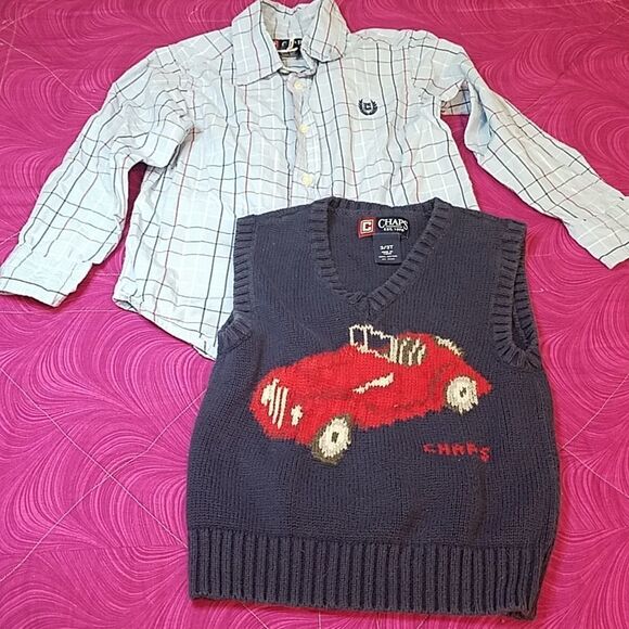 CHAPS button down shirt with vest size 3 / 3T - Picture 6 of 6